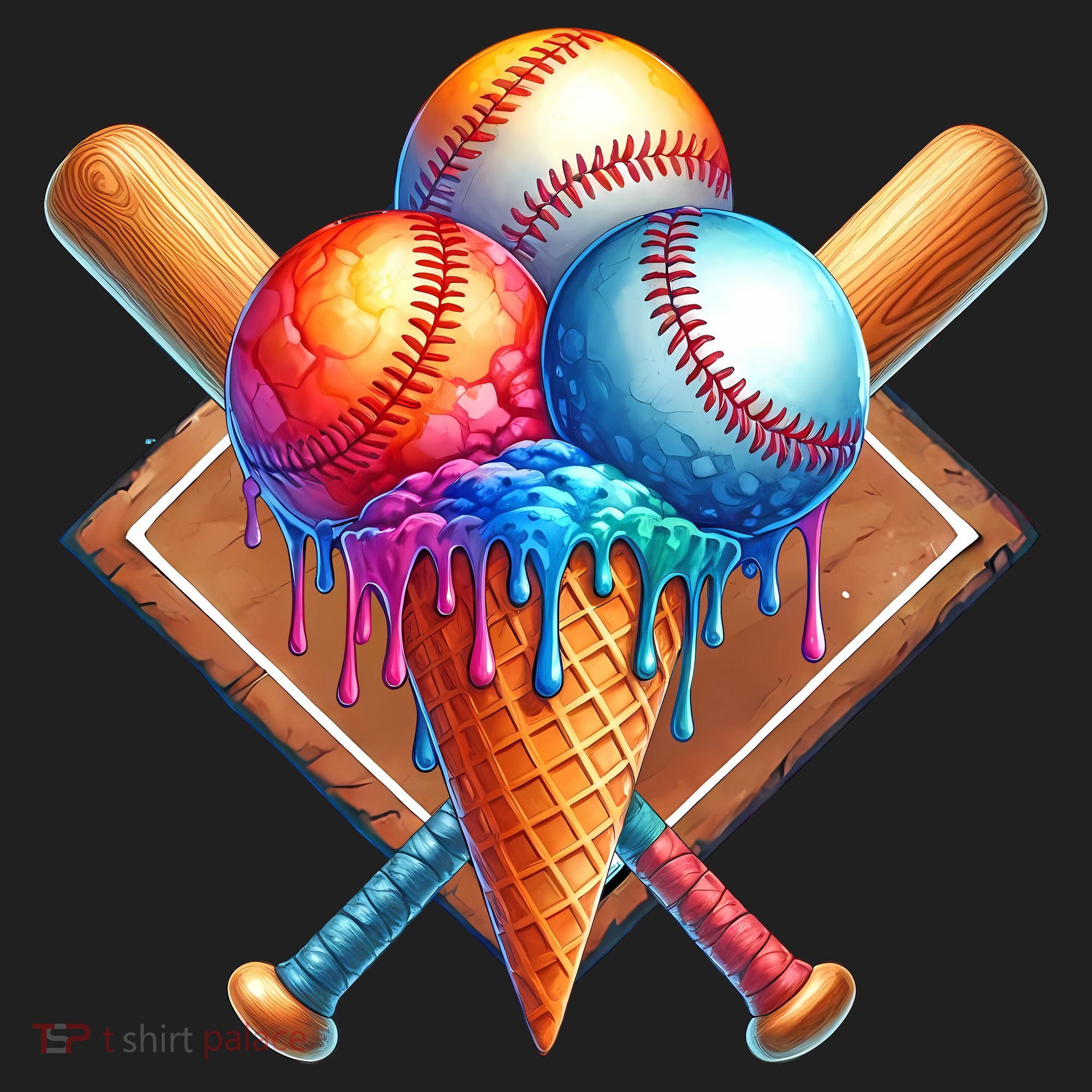 Baseball Home Plate Ice Cream Drip Cool Women's Sweatshirt