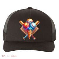 Baseball Home Plate Ice Cream Drip Cool Yupoong Adult 5-Panel Trucker Hat thumb 0