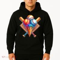 Baseball Home Plate Ice Cream Drip Cool Hoodie thumb 2