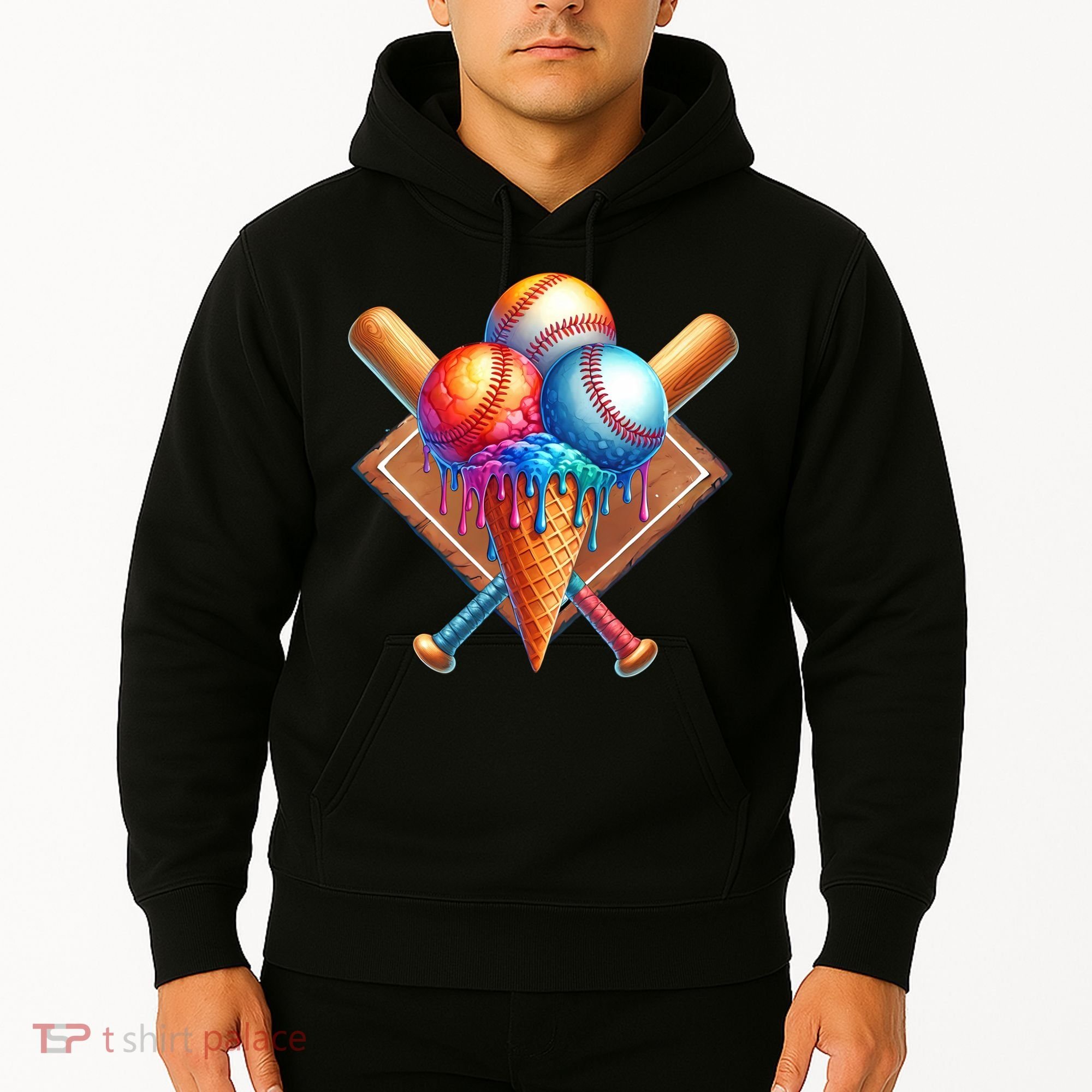 Baseball Home Plate Ice Cream Drip Cool Hoodie