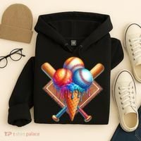 Baseball Home Plate Ice Cream Drip Cool Hoodie thumb 4
