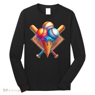 Baseball Home Plate Ice Cream Drip Cool Long Sleeve Shirt