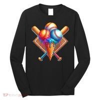 Baseball Home Plate Ice Cream Drip Cool Long Sleeve Shirt thumb 0