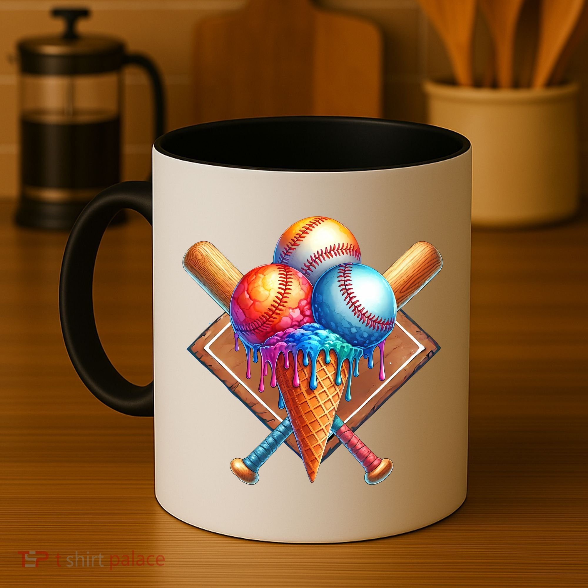 Baseball Home Plate Ice Cream Drip Cool Coffee Mug