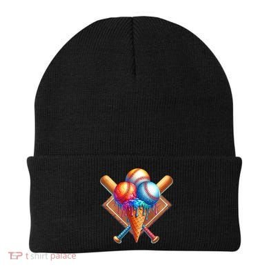 Baseball Home Plate Ice Cream Drip Cool Beanie