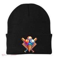 Baseball Home Plate Ice Cream Drip Cool Beanie thumb 0