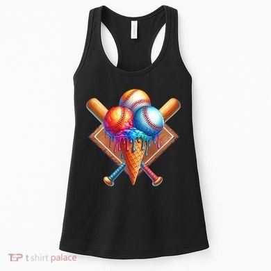 Baseball Home Plate Ice Cream Drip Cool Women's Tank Top