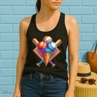 Baseball Home Plate Ice Cream Drip Cool Women's Tank Top thumb 2