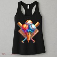Baseball Home Plate Ice Cream Drip Cool Women's Tank Top thumb 3