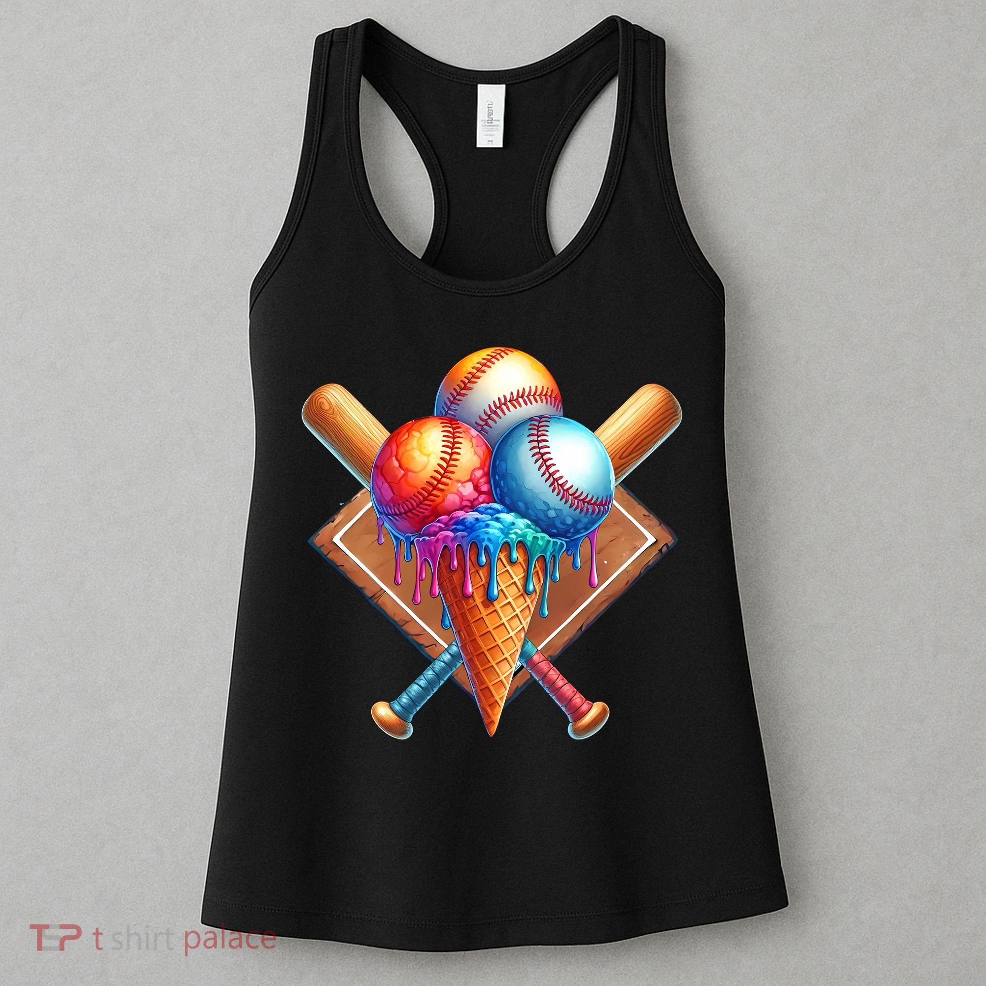 Baseball Home Plate Ice Cream Drip Cool Women's Tank Top