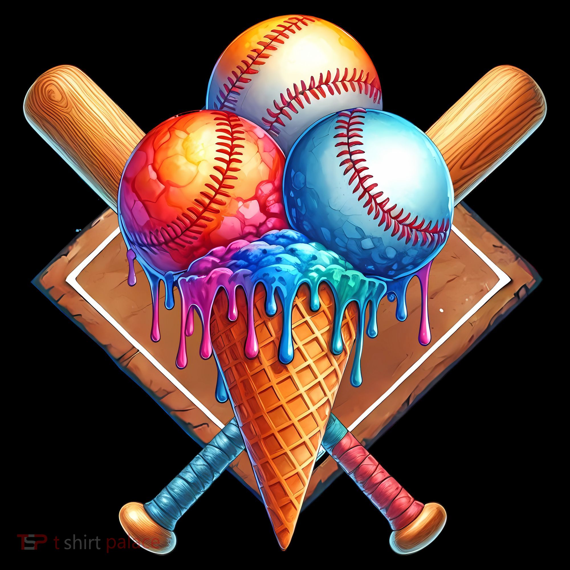 Baseball Home Plate Ice Cream Drip Cool Women's Tank Top
