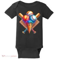 Baseball Home Plate Ice Cream Drip Cool Baby Bodysuit thumb 0
