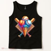 Baseball Home Plate Ice Cream Drip Cool Tank Top thumb 2