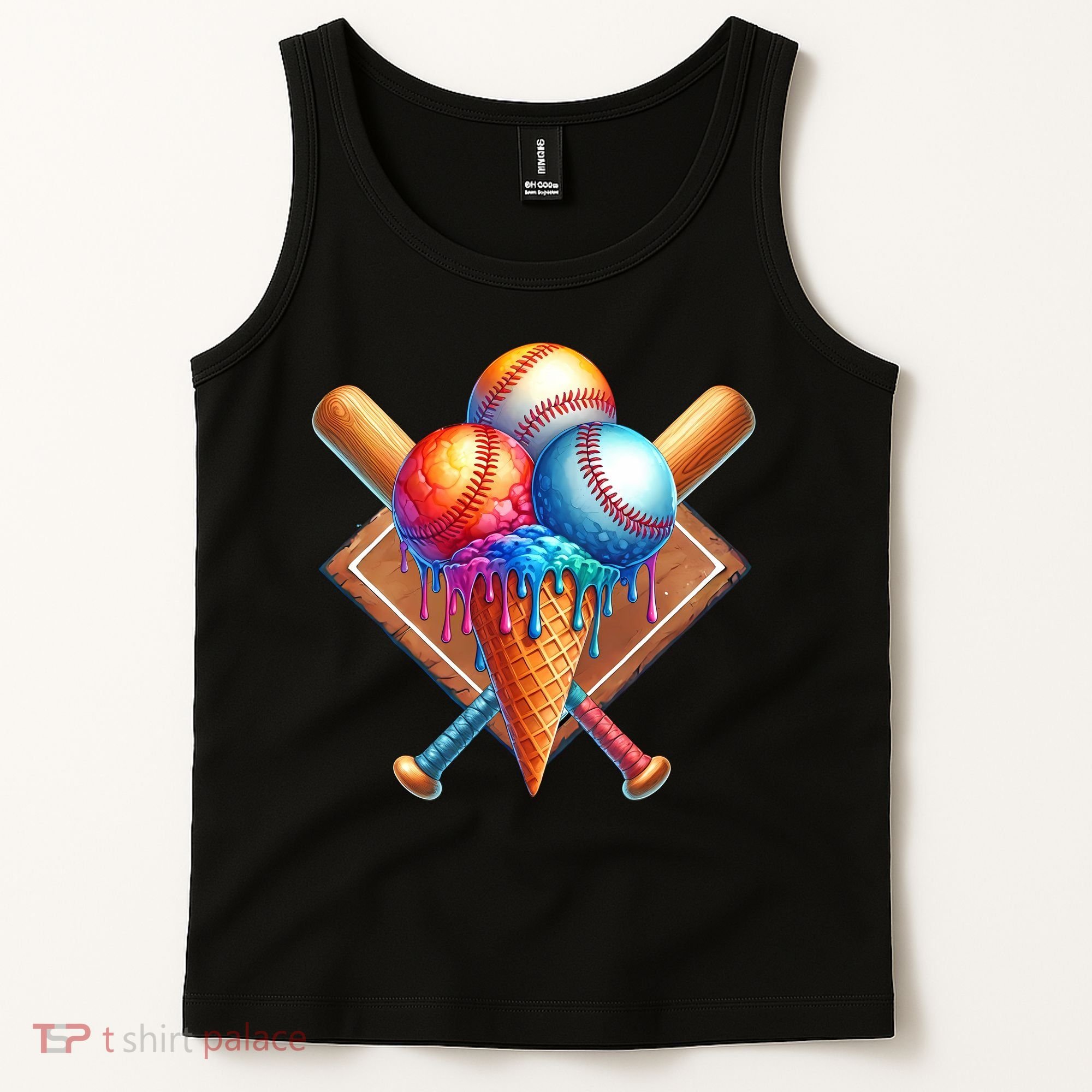 Baseball Home Plate Ice Cream Drip Cool Tank Top