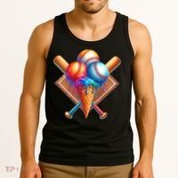Baseball Home Plate Ice Cream Drip Cool Tank Top thumb 3