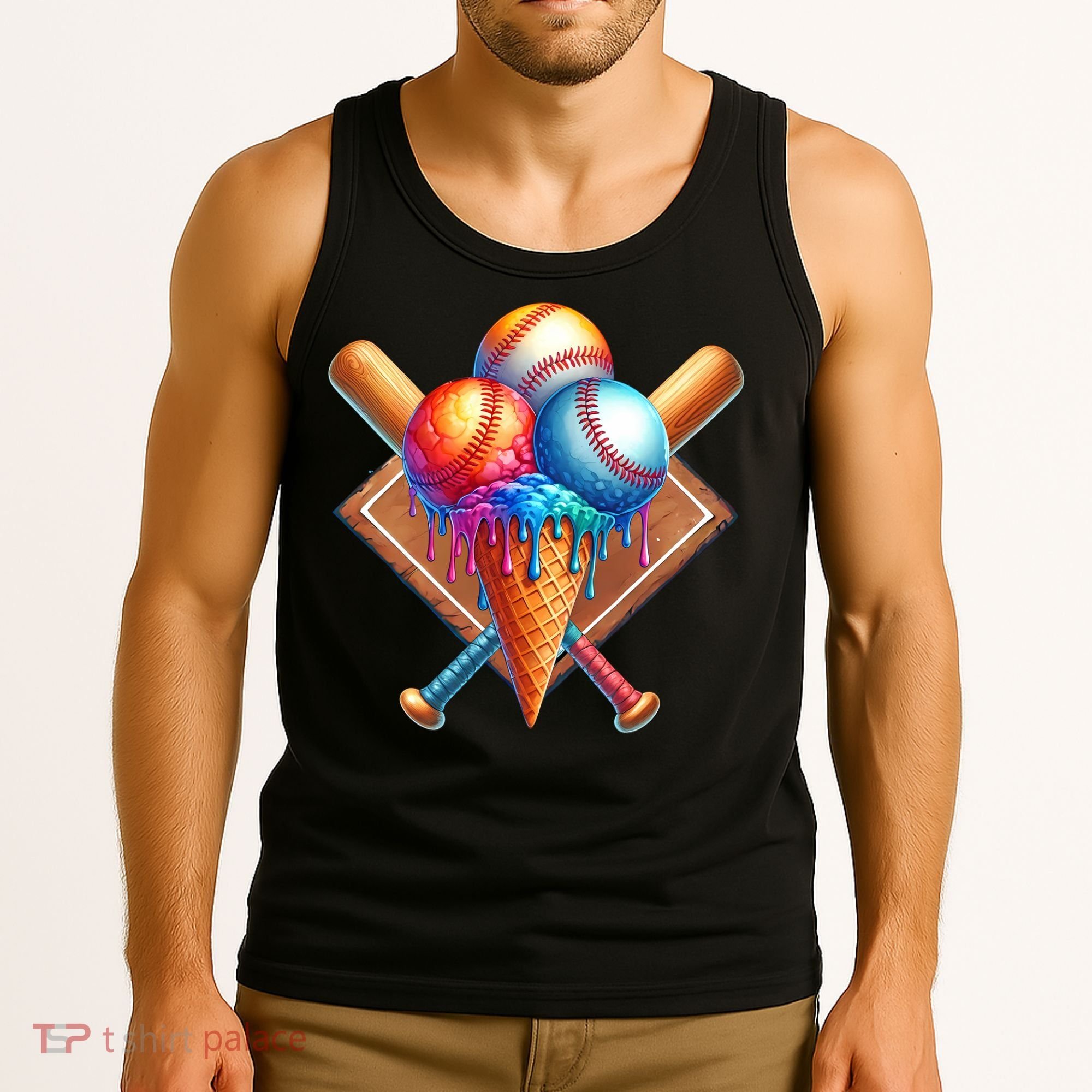Baseball Home Plate Ice Cream Drip Cool Tank Top