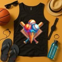 Baseball Home Plate Ice Cream Drip Cool Tank Top thumb 4