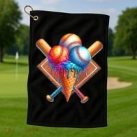 Baseball Home Plate Ice Cream Drip Cool Golf Towel thumb 1