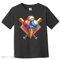 Baseball Home Plate Ice Cream Drip Cool Toddler T-Shirt thumb 0