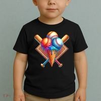 Baseball Home Plate Ice Cream Drip Cool Toddler T-Shirt thumb 2