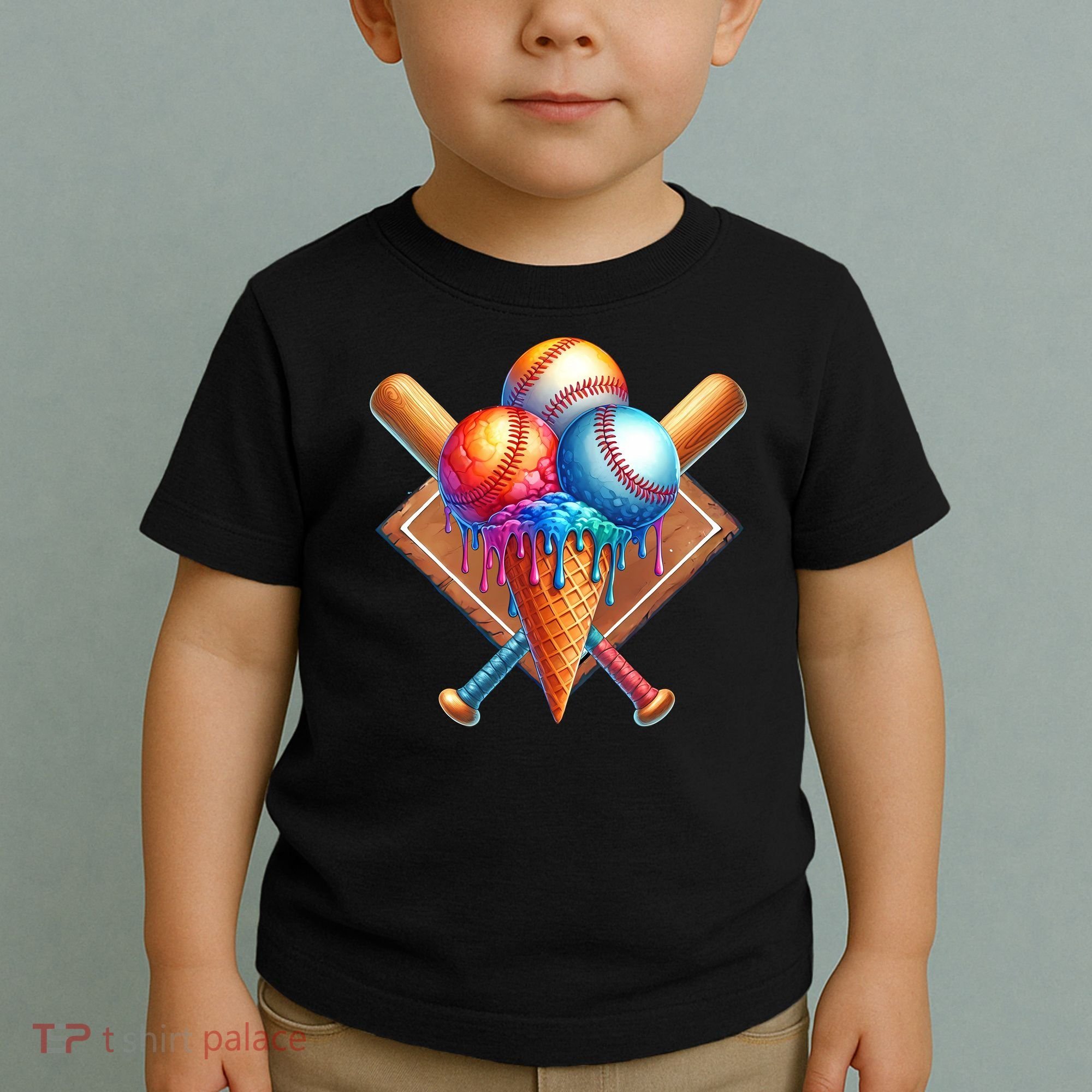 Baseball Home Plate Ice Cream Drip Cool Toddler T-Shirt