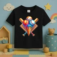 Baseball Home Plate Ice Cream Drip Cool Toddler T-Shirt thumb 3