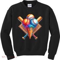 Baseball Home Plate Ice Cream Drip Cool Kids Sweatshirt thumb 0