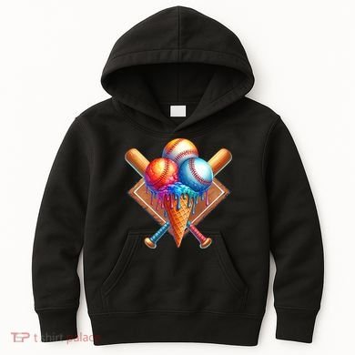 Baseball Home Plate Ice Cream Drip Cool Kids Hoodie