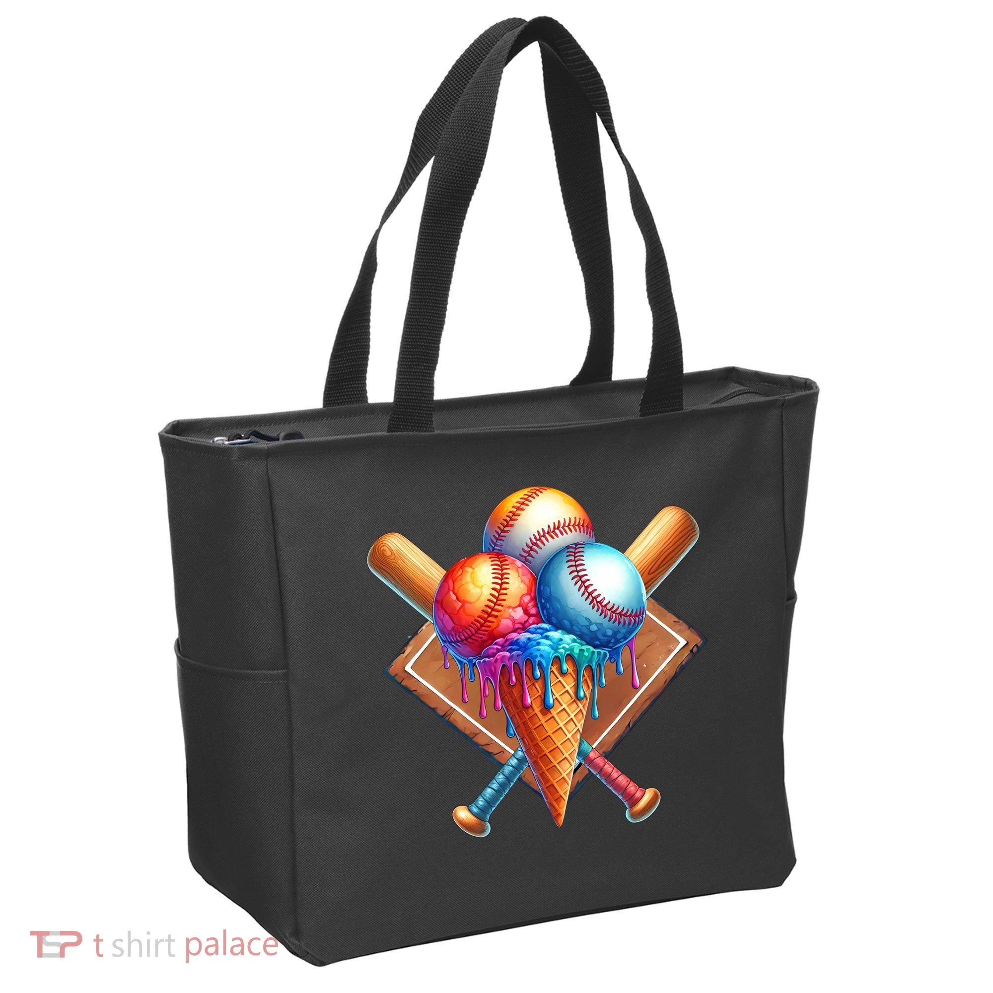 Baseball Home Plate Ice Cream Drip Cool Tote Bag