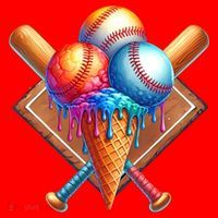 Baseball Home Plate Ice Cream Drip Cool Santa Hat thumb 1