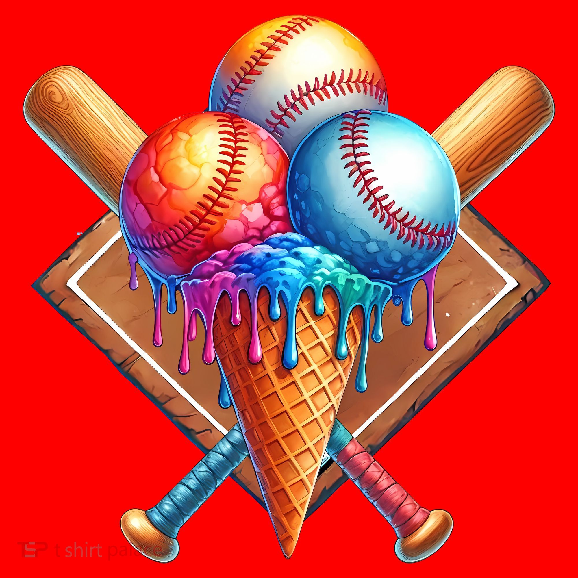 Baseball Home Plate Ice Cream Drip Cool Santa Hat