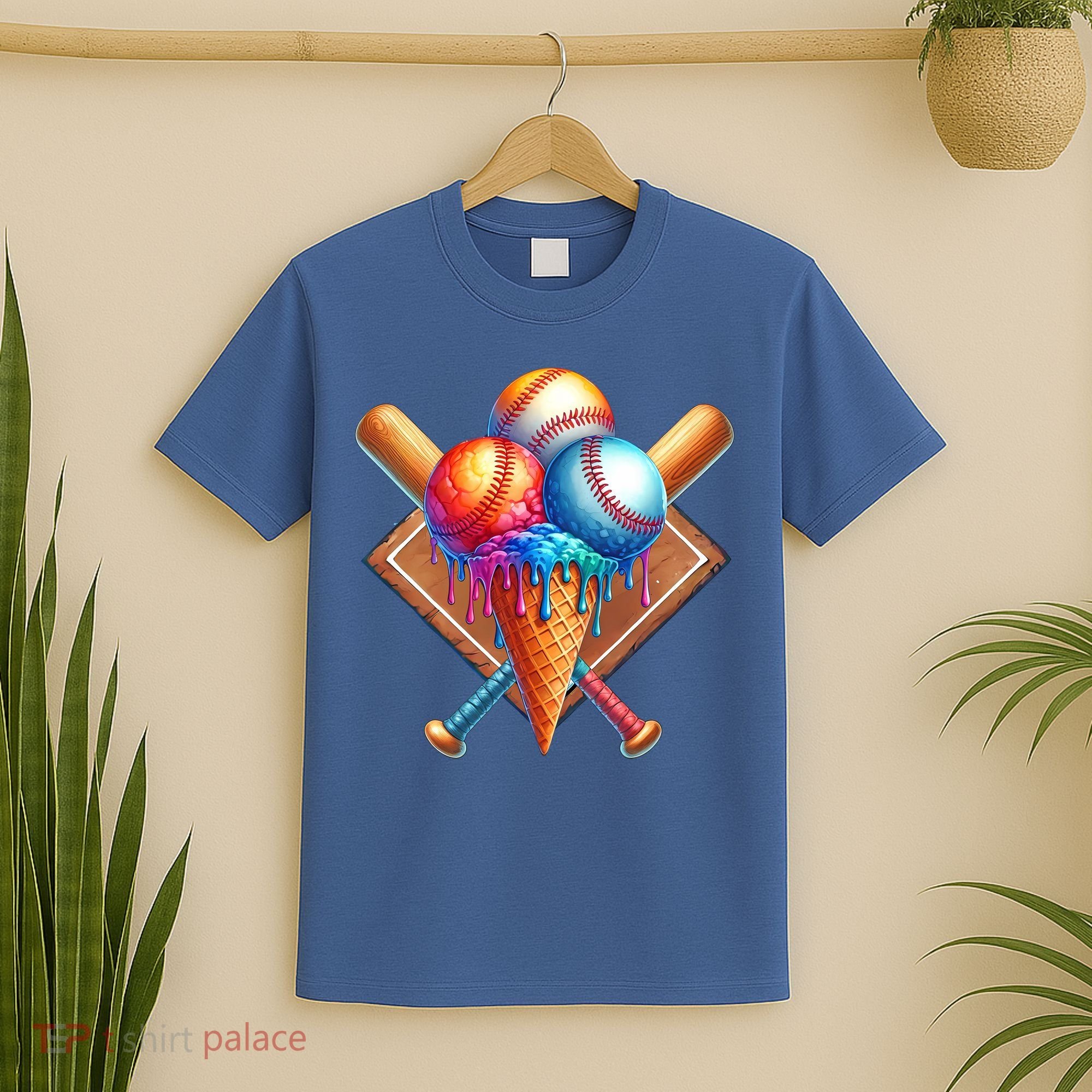 Baseball Home Plate Ice Cream Drip Cool T-Shirt