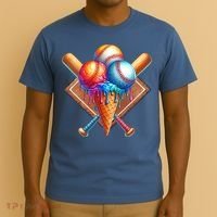 Baseball Home Plate Ice Cream Drip Cool T-Shirt thumb 3
