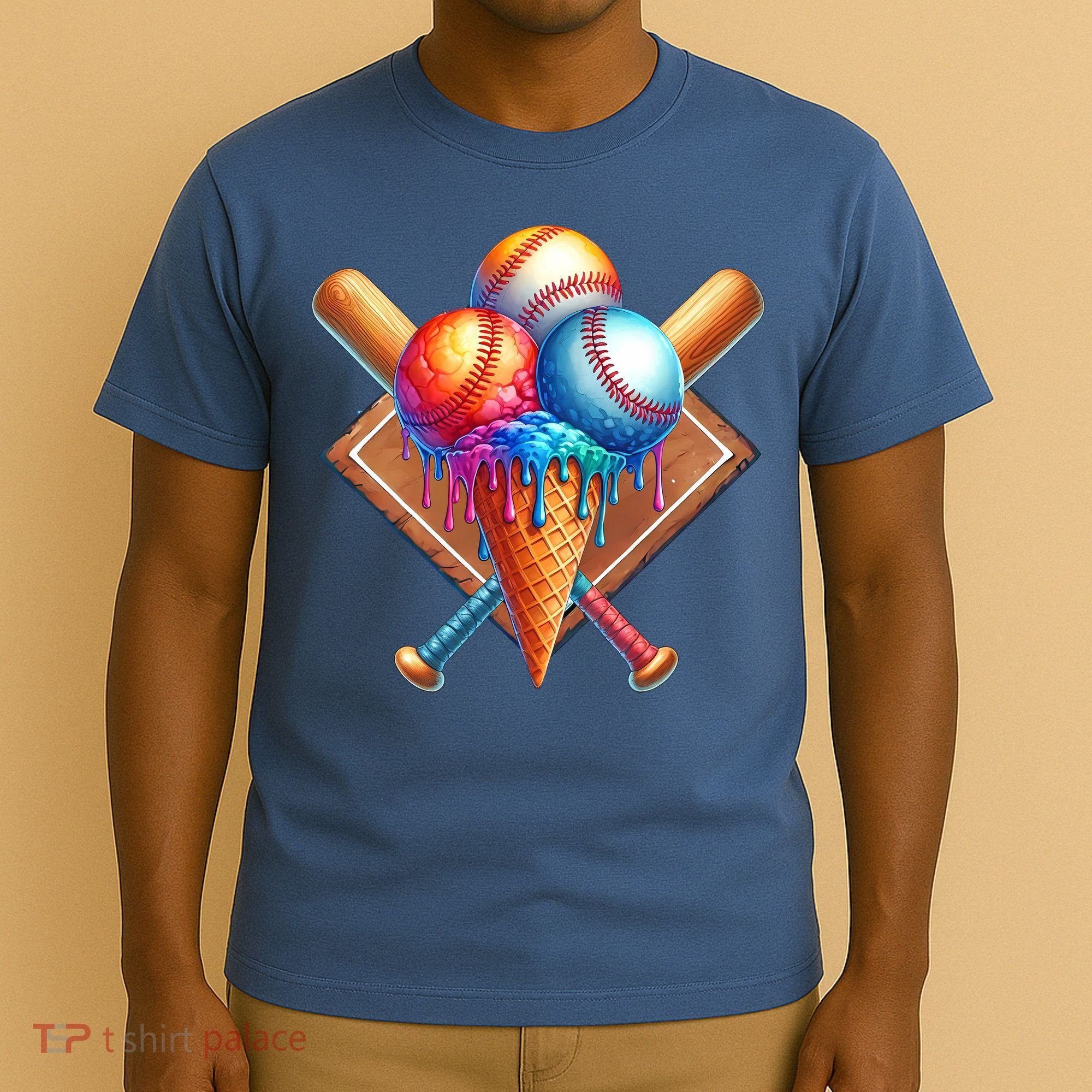 Baseball Home Plate Ice Cream Drip Cool T-Shirt
