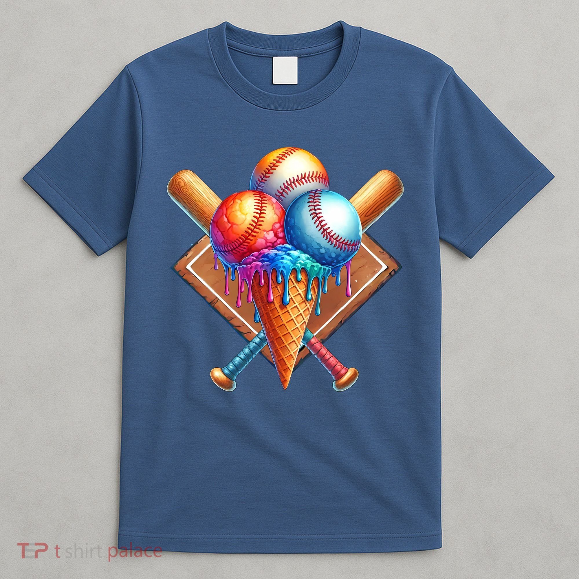 Baseball Home Plate Ice Cream Drip Cool T-Shirt