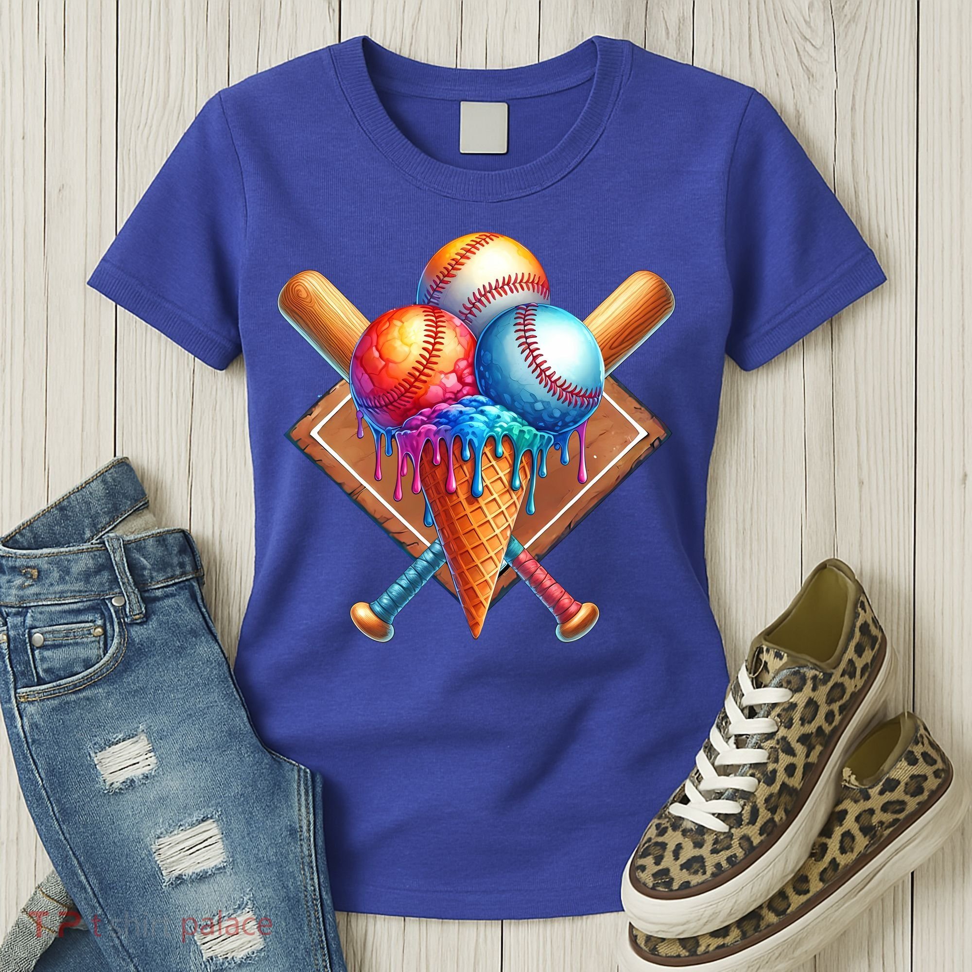 Baseball Home Plate Ice Cream Drip Cool Women's T-Shirt