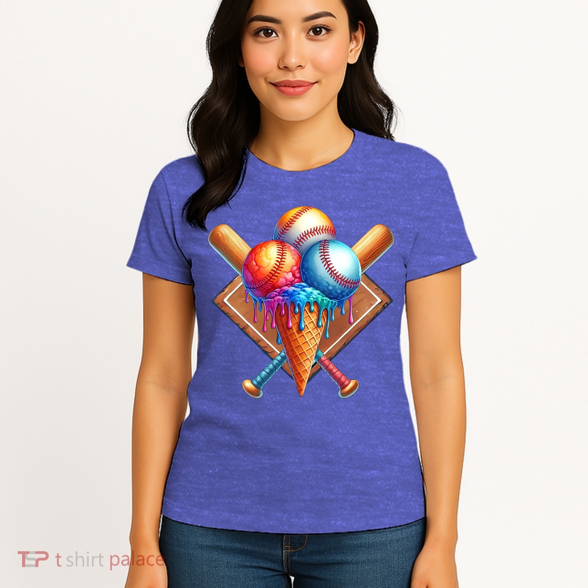 Baseball Home Plate Ice Cream Drip Cool Women's T-Shirt