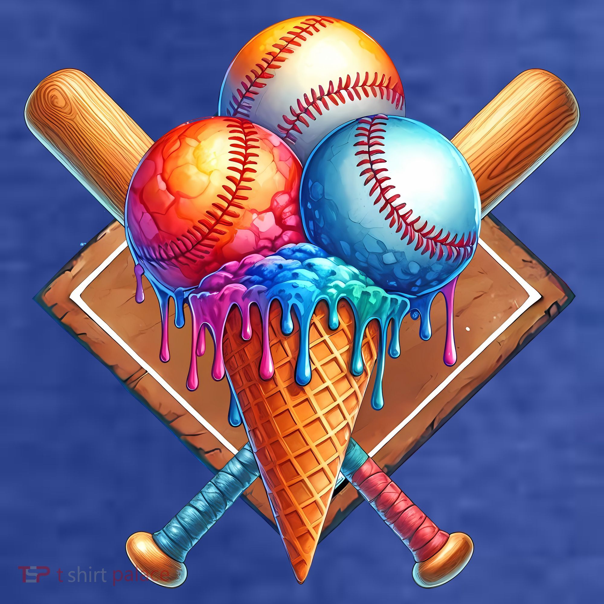 Baseball Home Plate Ice Cream Drip Cool Women's T-Shirt