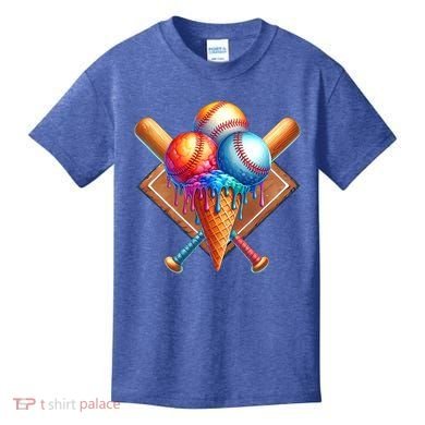 Baseball Home Plate Ice Cream Drip Cool Kids T-Shirt