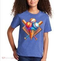 Baseball Home Plate Ice Cream Drip Cool Kids T-Shirt thumb 2
