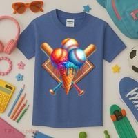 Baseball Home Plate Ice Cream Drip Cool Kids T-Shirt thumb 3