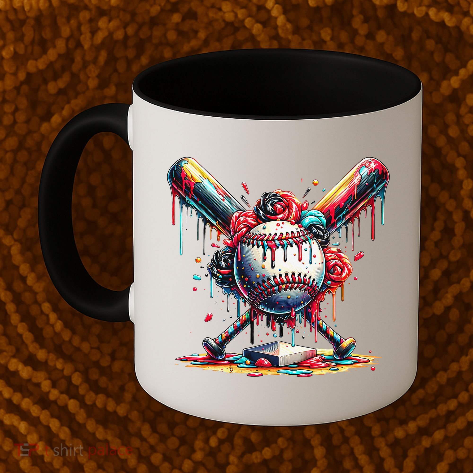 Baseball Home Plate Ice Cream Drip Baseball With Sprinkles Coffee Mug