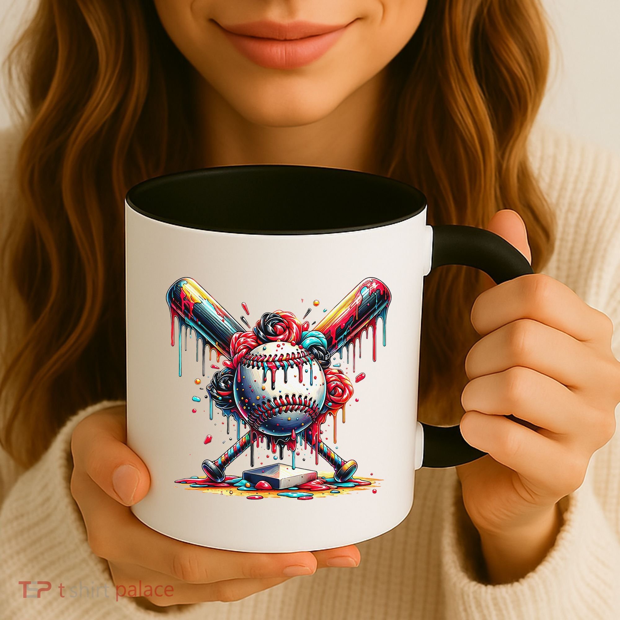 Baseball Home Plate Ice Cream Drip Baseball With Sprinkles Coffee Mug