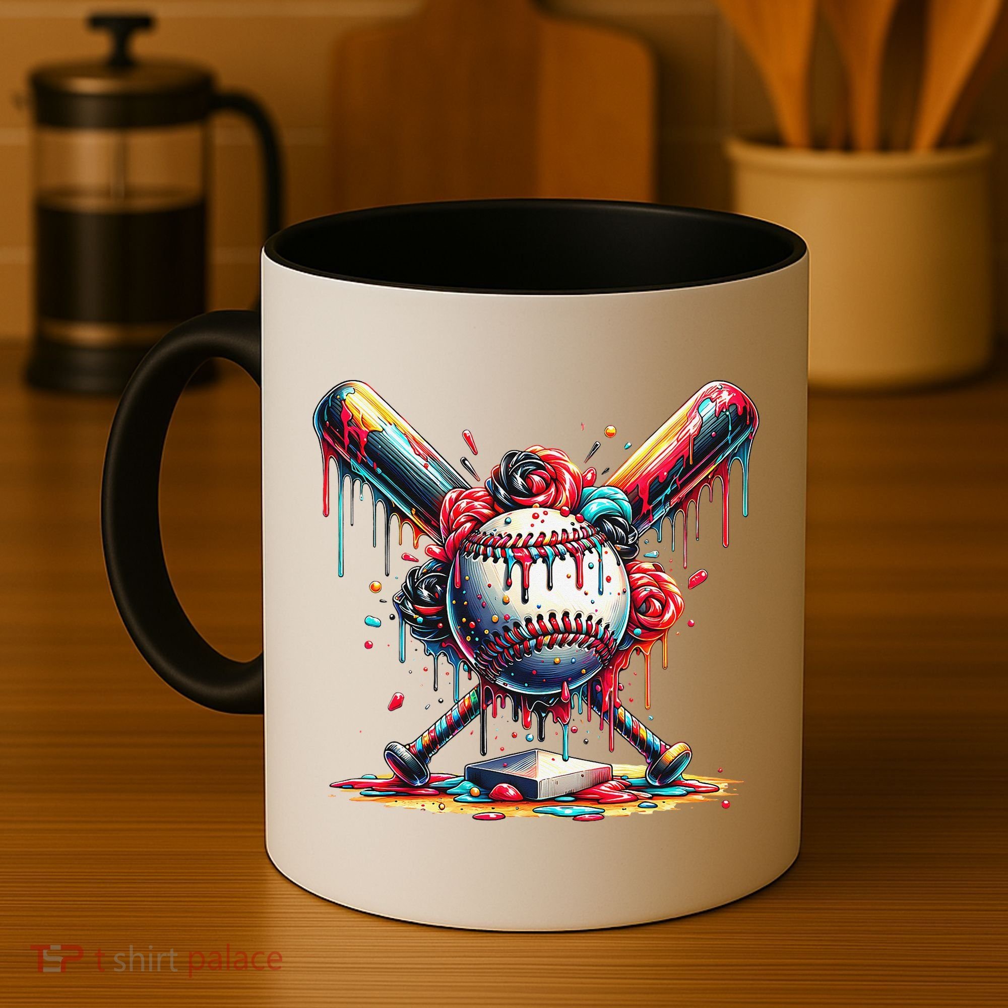 Baseball Home Plate Ice Cream Drip Baseball With Sprinkles Coffee Mug