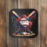Baseball Home Plate Ice Cream Drip Baseball With Sprinkles Coaster thumb 0