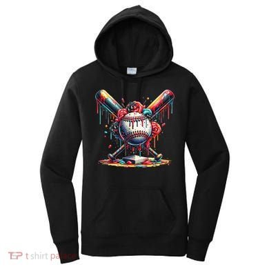 Baseball Home Plate Ice Cream Drip Baseball With Sprinkles Women's Hoodie