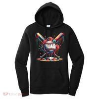 Baseball Home Plate Ice Cream Drip Baseball With Sprinkles Women's Hoodie thumb 0