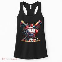 Baseball Home Plate Ice Cream Drip Baseball With Sprinkles Women's Tank Top thumb 0