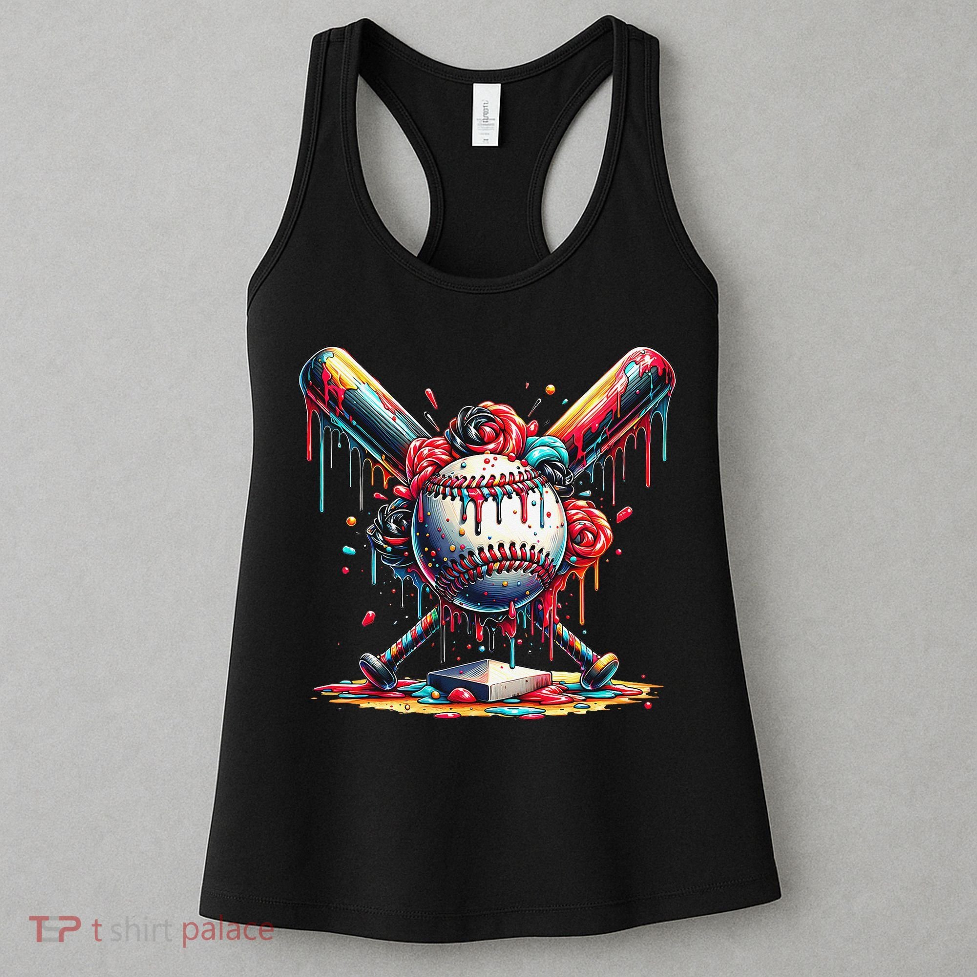 Baseball Home Plate Ice Cream Drip Baseball With Sprinkles Women's Tank Top