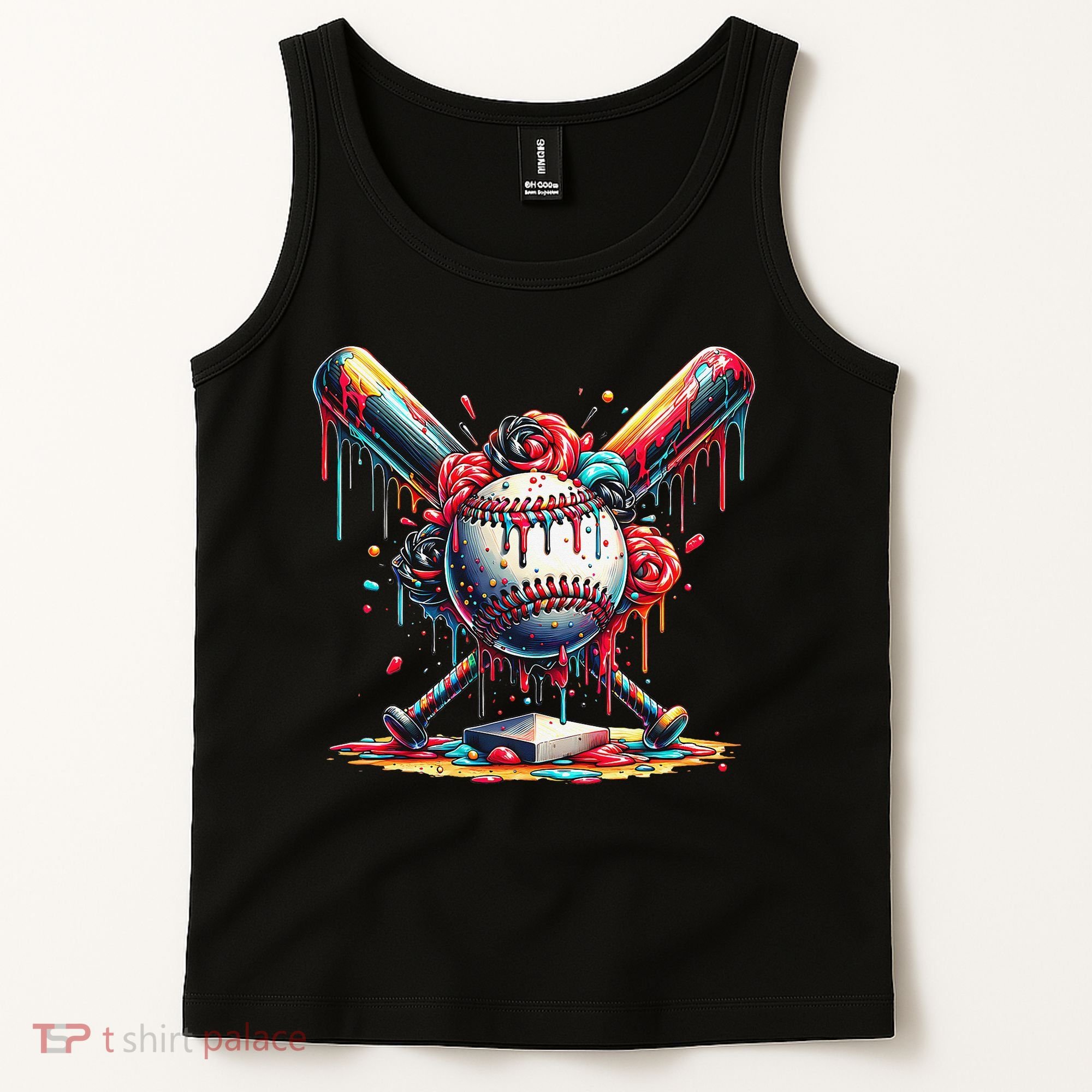 Baseball Home Plate Ice Cream Drip Baseball With Sprinkles Tank Top